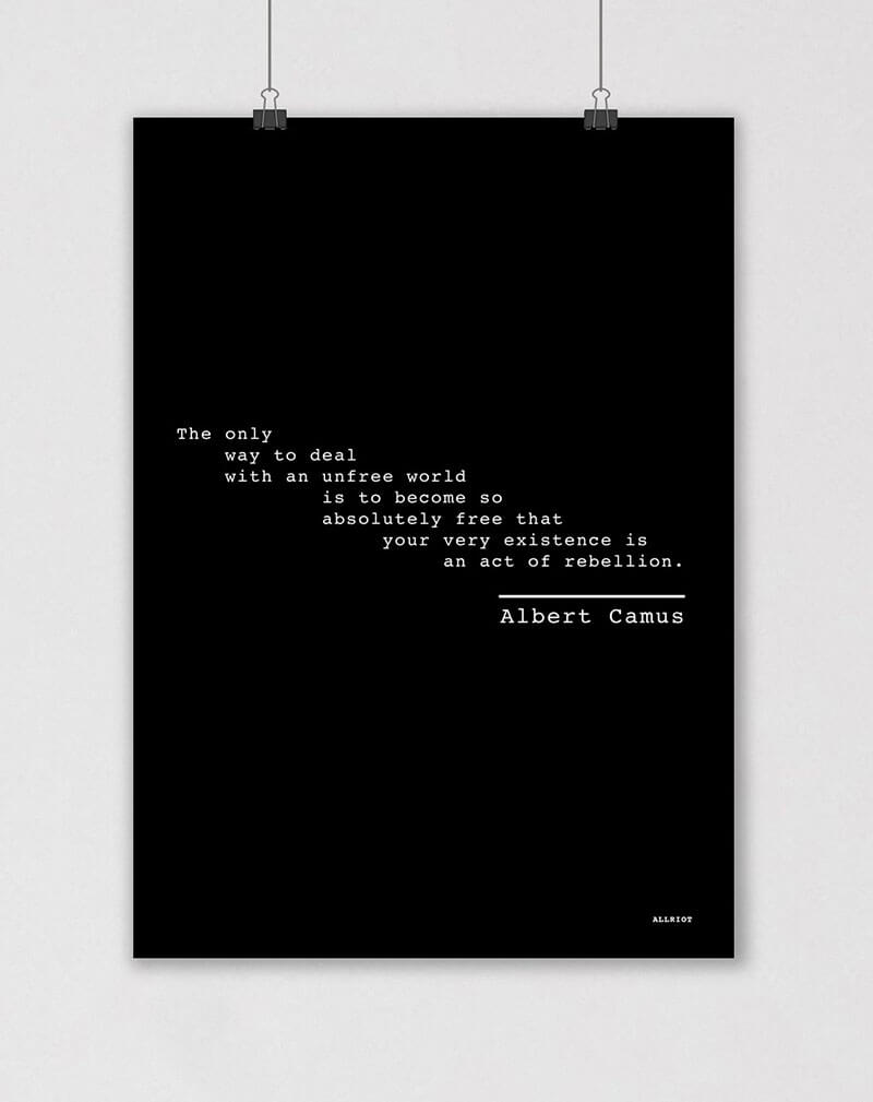 albert camus rebellion quote political poster