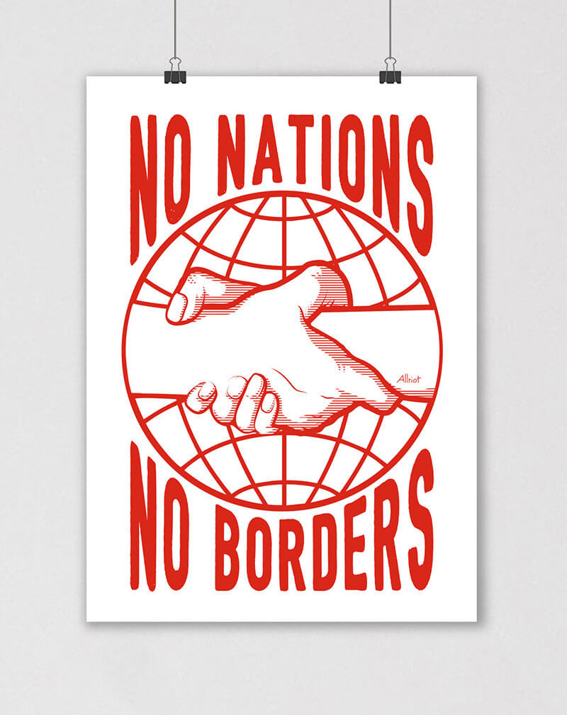 no nations no borders political poster