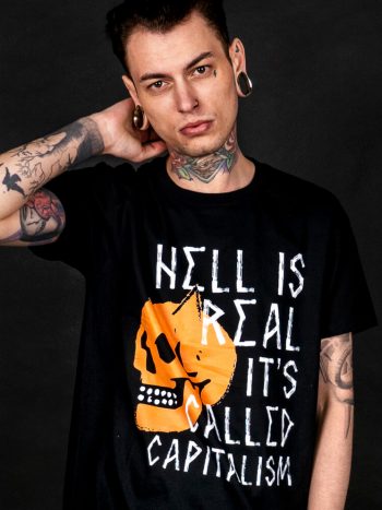 hell is real called capitalism t-shirt scull print