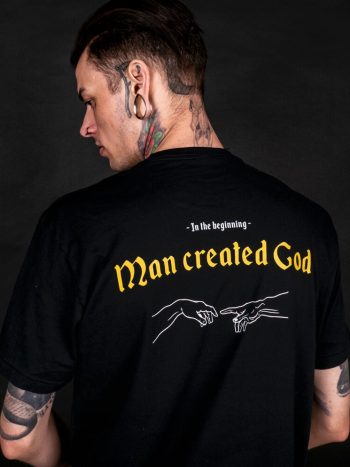 man created god cool atheist t-shirt