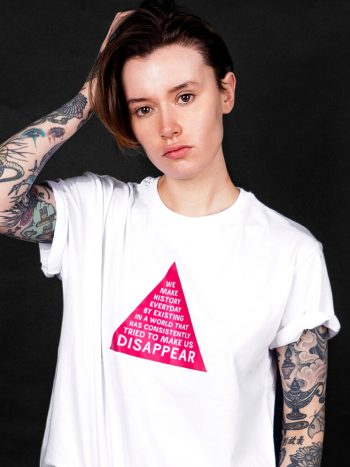 subtle pride t-shirt lgbtq pink triangle