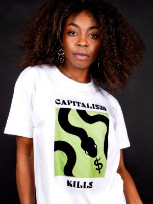anti capitalist t-shirt streetwear snake dollar print