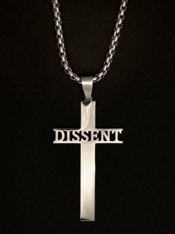 dissent rbg necklace silver cross jewellery