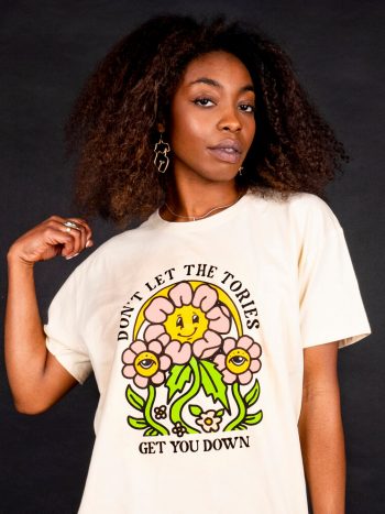 anti tory t-shirt floral hippie print
