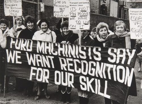 womens rights protest 1970s uk equal pay strike