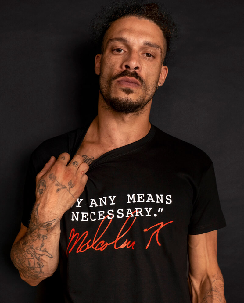 malcolmx t shirt by any means necessary